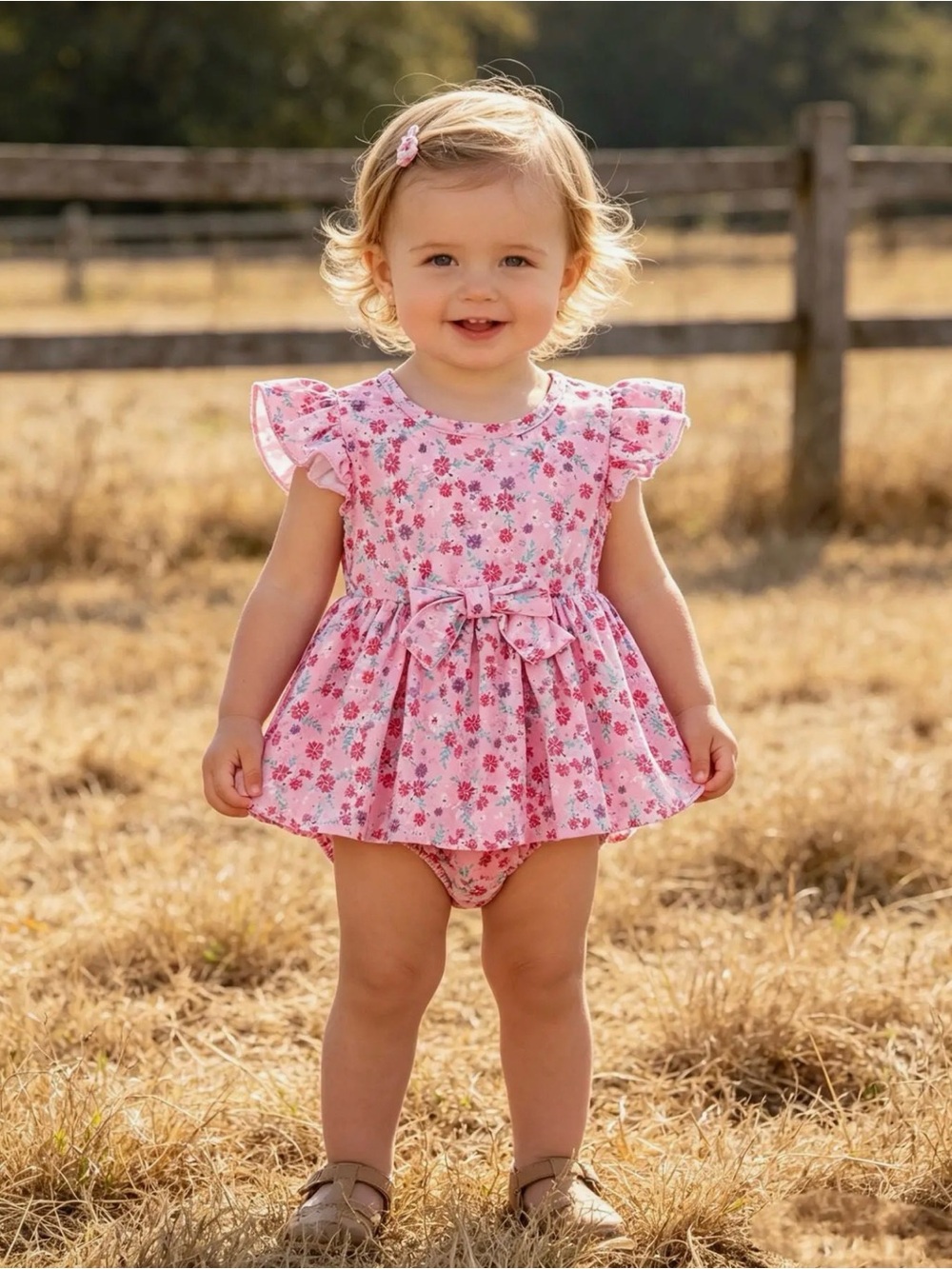 Rylee Faith Designs Baby Girls Romper Spring Floral Print